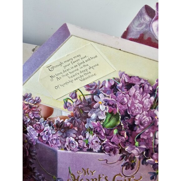 Antique 1905 Valentine's Day card international art publ flower lily Valentine c - Picture 2 of 8